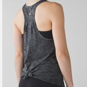 lululemon Salute the Sun Tank Tie Back Keyhole Heather Black Racerback XSMALL